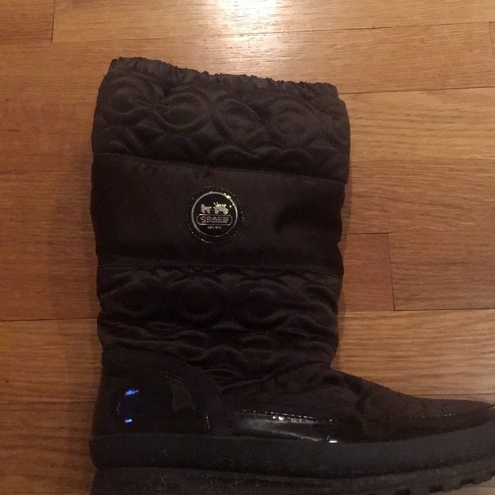 Coach designer boots w/Coach leather wear emblem.